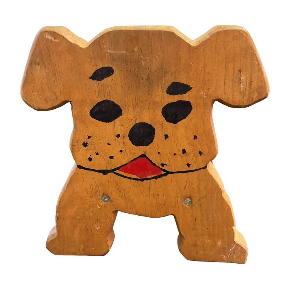 Puppy Dog Wood Napkin Mail Holder Handmade Primitive Folk Art Country Farmhouse